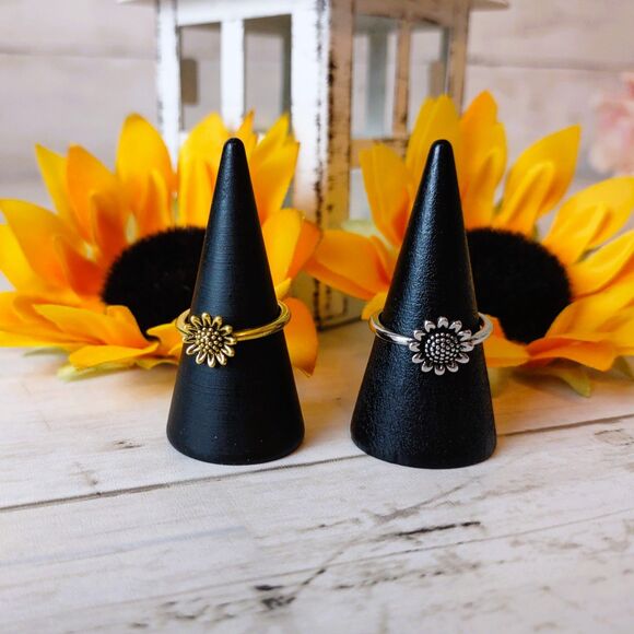 (2) New Hypoallergenic Sunflowers Ring 14k Gold Plated & 1 Stainless Steel Sz 6 - Picture 3 of 5